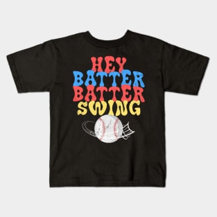 Hey Batter Batter Swing Baseball Kids T-Shirt